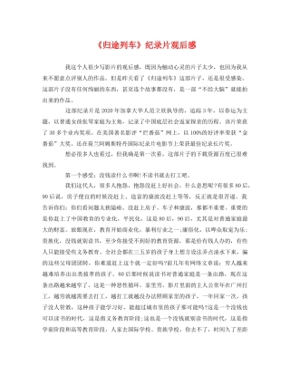 《归途列车》纪录片观后感 