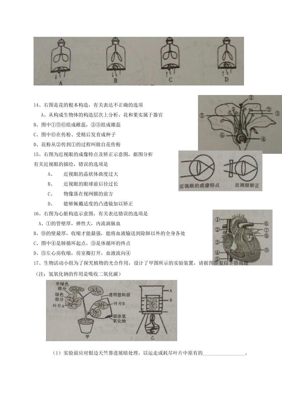 2017年内江市中考生物试卷 _第3页