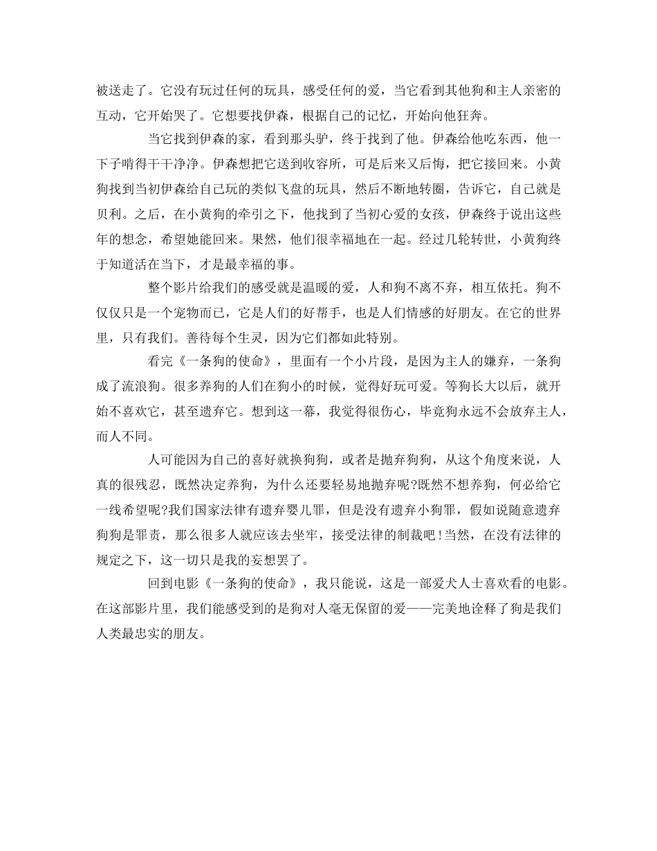 《一条狗的使命》观后感2 _第3页
