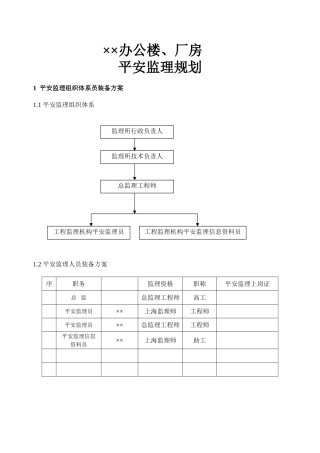 某公司办公楼、厂房安全监理规划