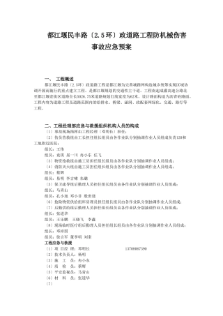 民丰路防机械伤害事故应急预案