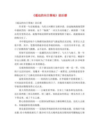 《遥远的向日葵地》读后感 