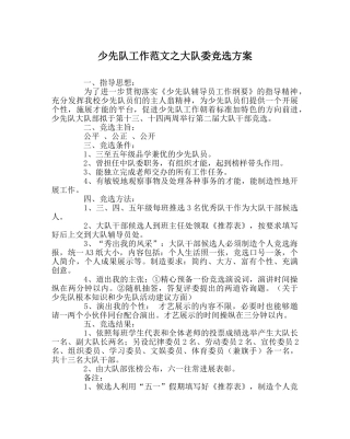 少先队工作范文大队委竞选方案 