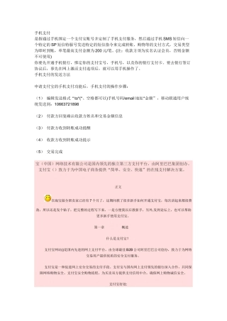 手机支付概述