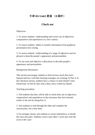 unit 1 friends 教案8 check out（牛津英语八年级上）doc--初中英语 