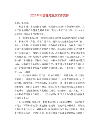 2020年市房管局重点工作安排 