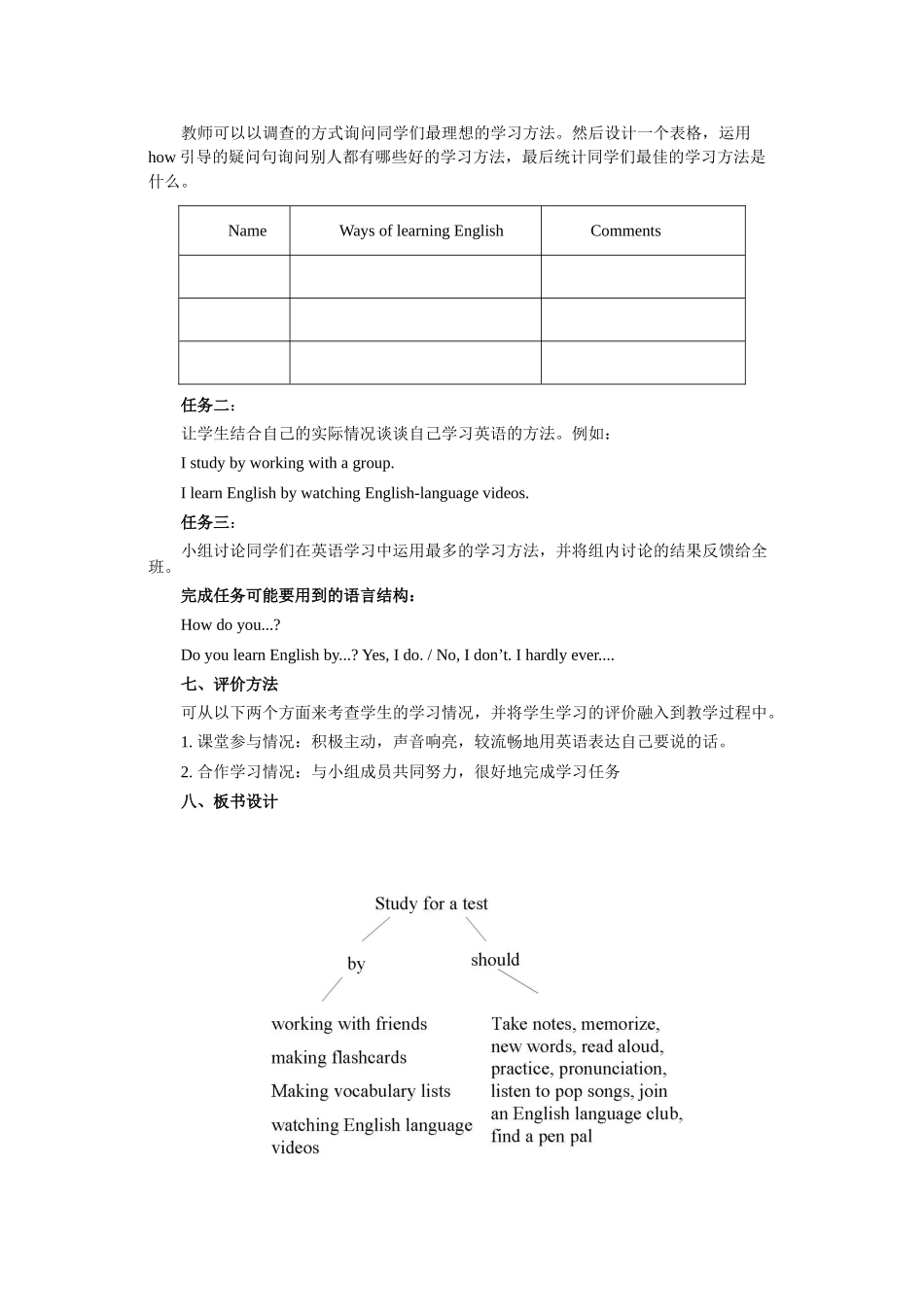 unit 2 one how do you study for a test 教案（鲁教版八年级下） (8)doc--初中英语 _第2页