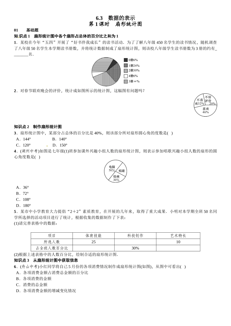 2016北师大版七年级第六章数据的收集与整理课时练习题及答案3 _第1页