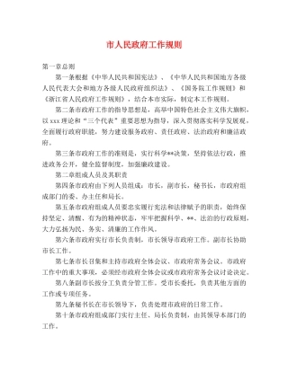 市人民政府工作规则 