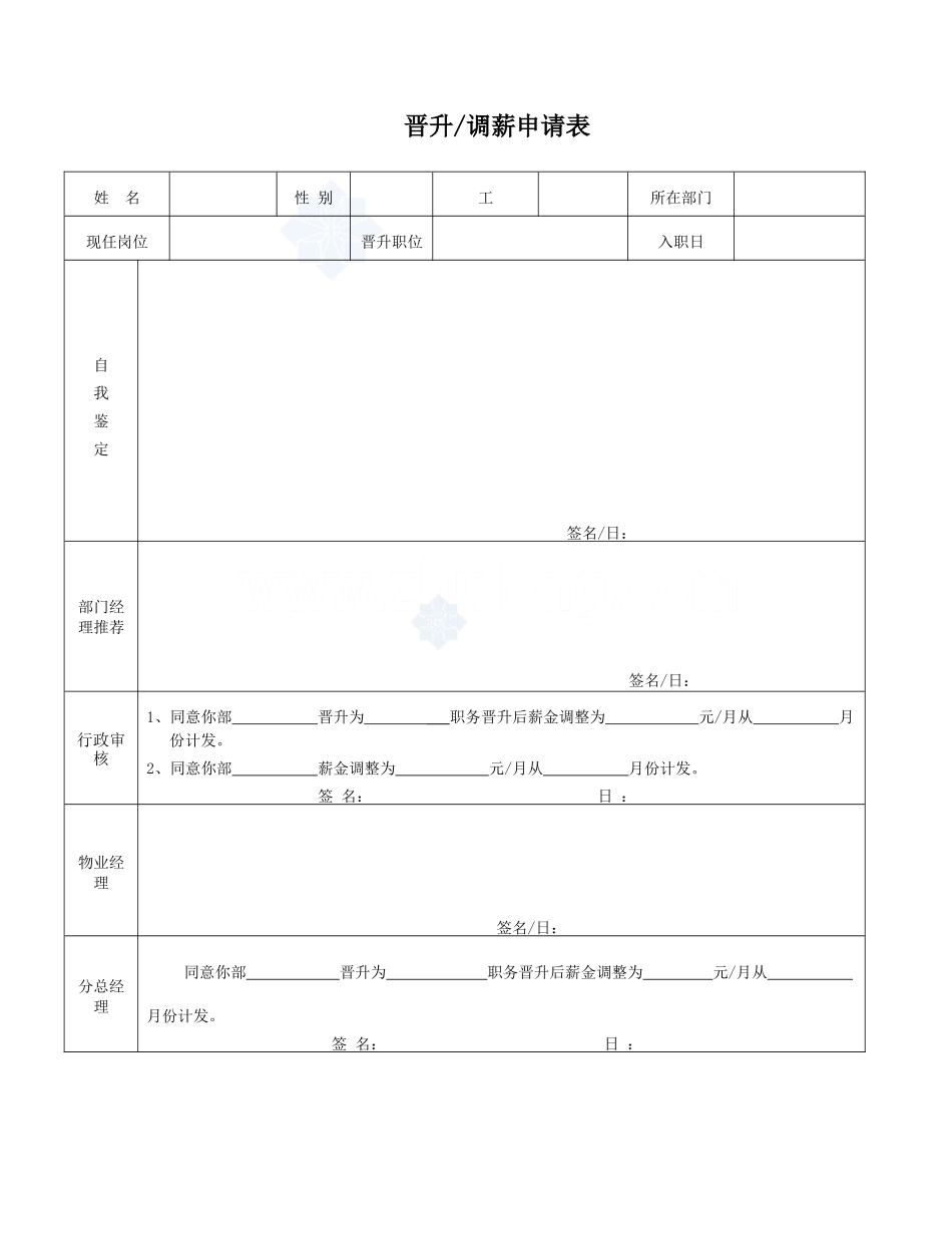 晋升调薪申请表_secret_第1页