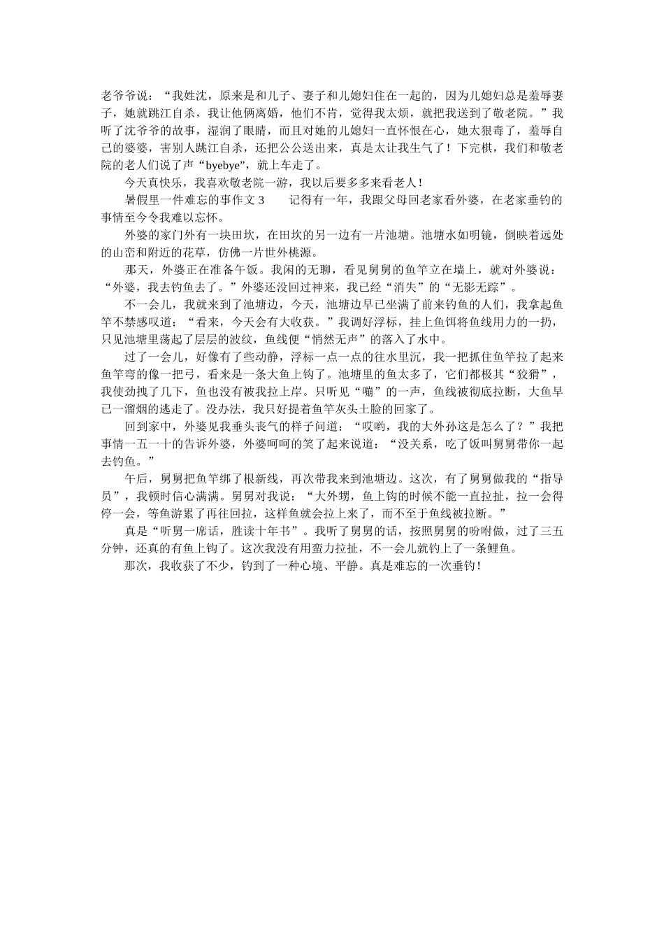 暑假里一件难忘的事作文3篇 _第2页