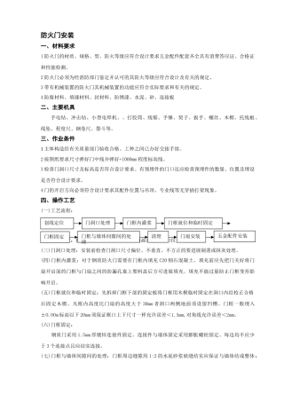 防火门安装工程技术交底