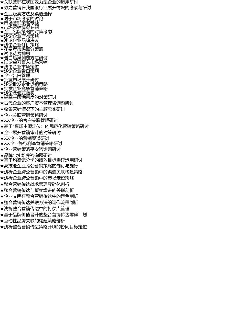 市场营销专业毕业论文参考选题大全(1218个)(1) _第3页