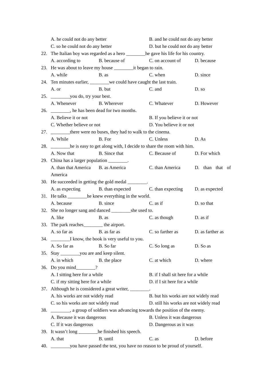 暑期初高中衔接英语语法专项练习VI状语从句含答案2 _第2页