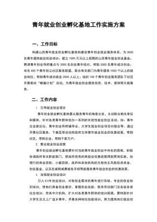 青年就业创业孵化基地工作实施方案设计(38页)