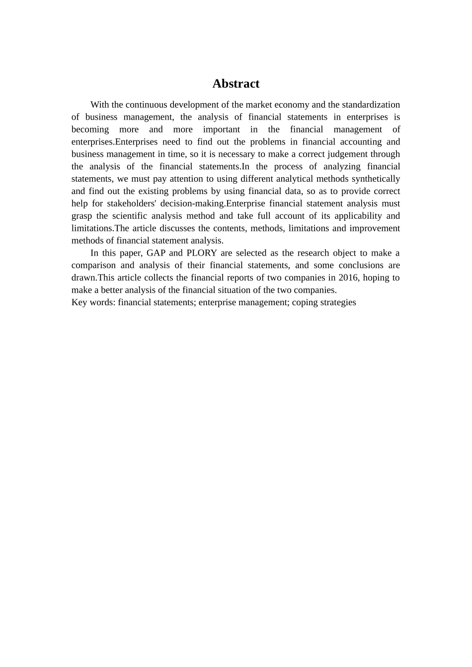 GAP与PLORY的财务报表对比分析 _第3页