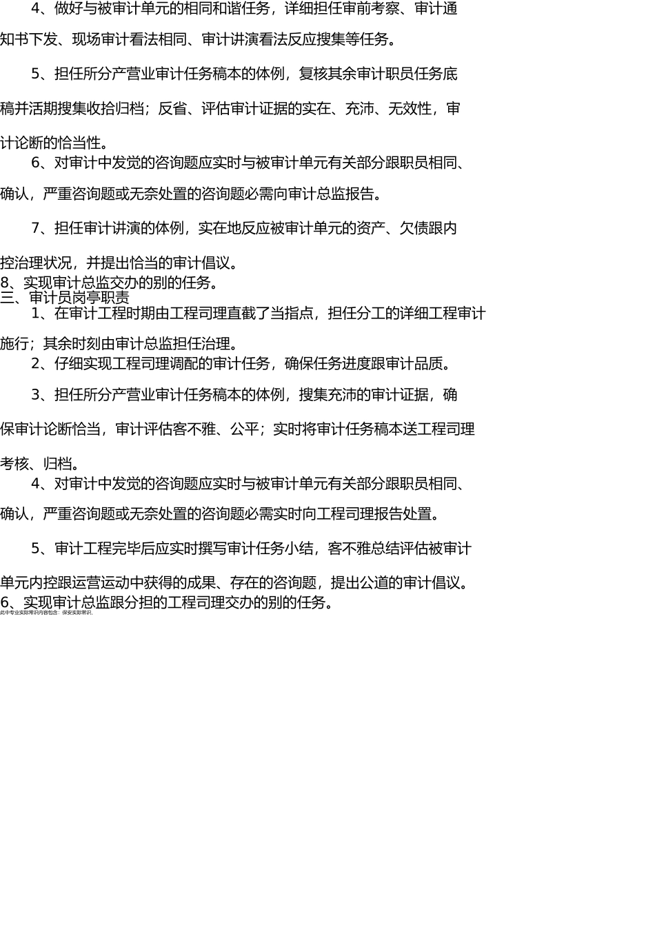 上市公司审计部职能及各岗位职责说明 _第3页