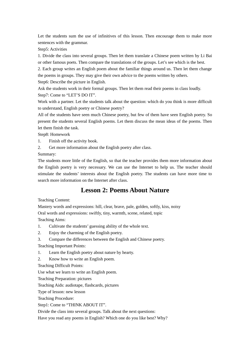unit 1《you can write poetry》整单元教案（冀教版九年级下）doc--初中英语 _第2页