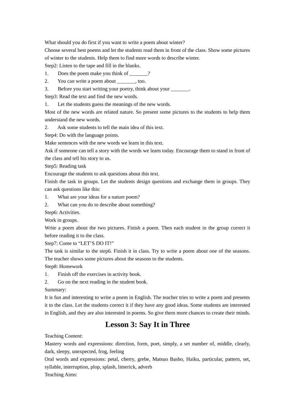 unit 1《you can write poetry》整单元教案（冀教版九年级下）doc--初中英语 _第3页