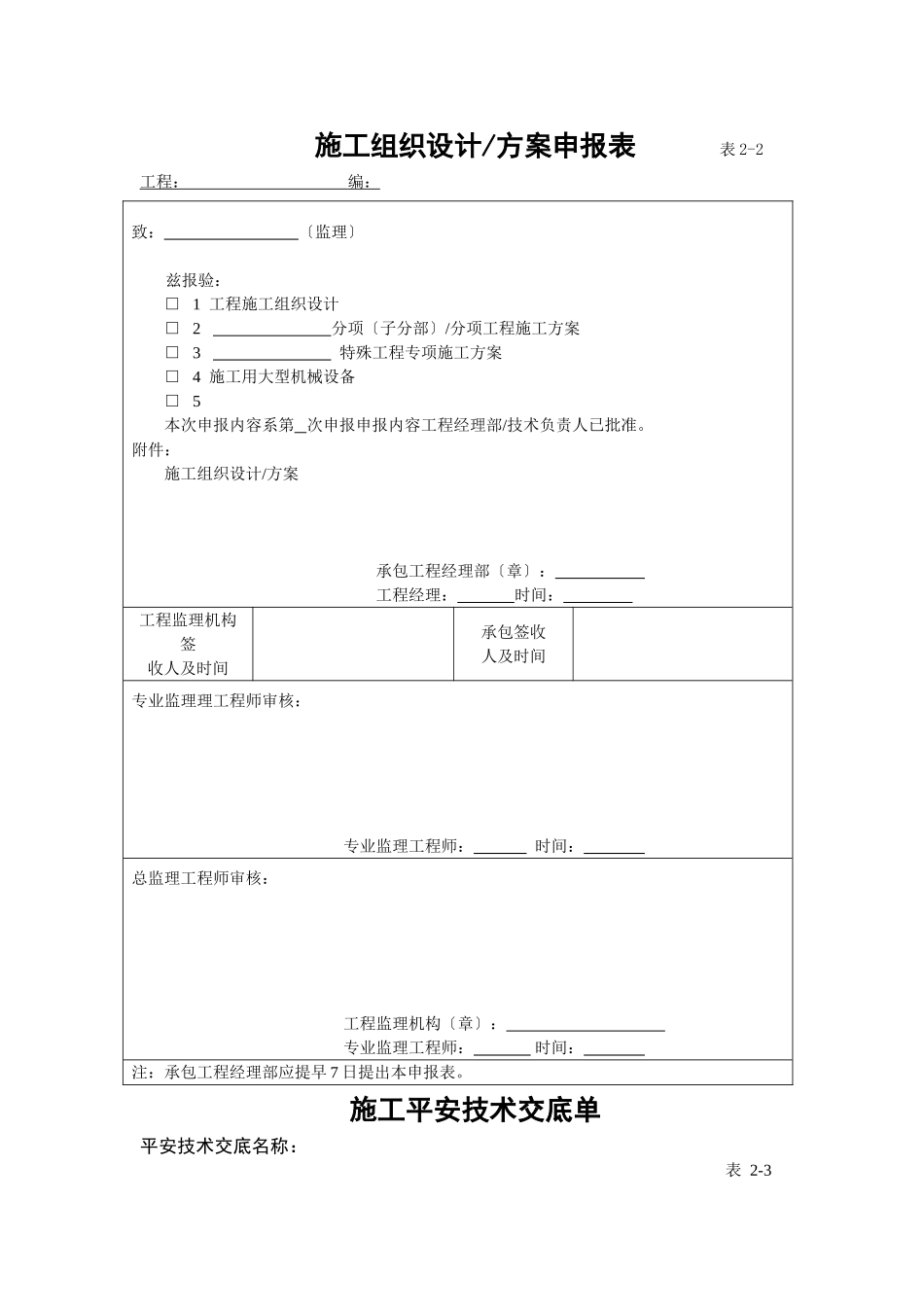 施工组织设计（        专项施工方案）审批表_第2页