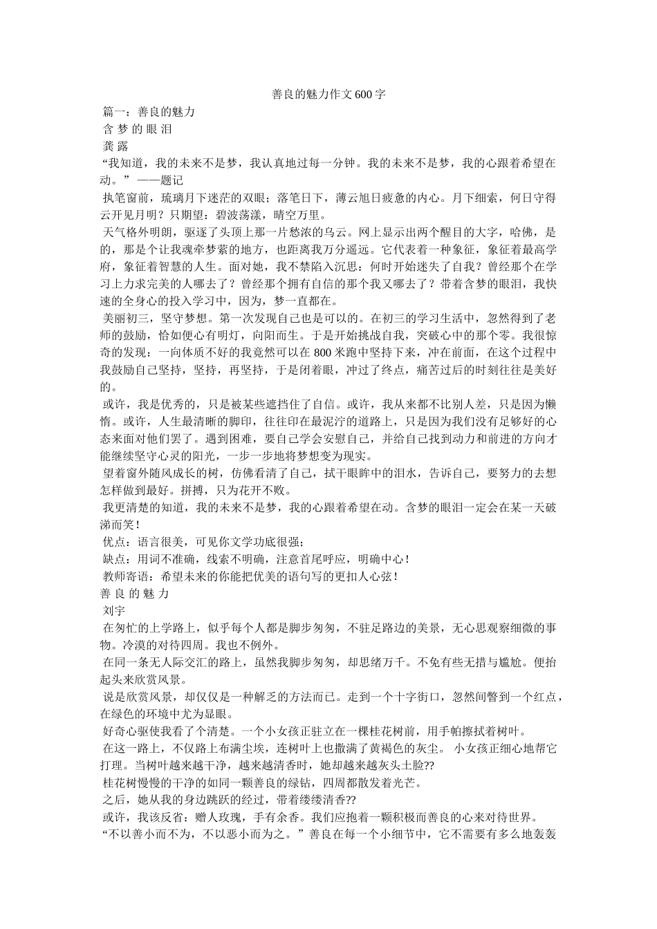 善良的魅力作文600字 _第1页