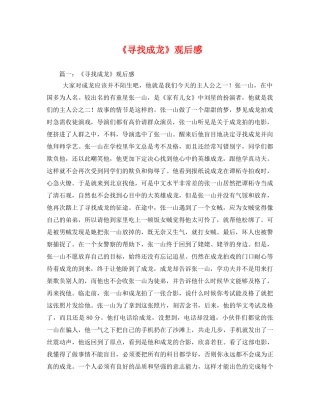 《寻找成龙》观后感 