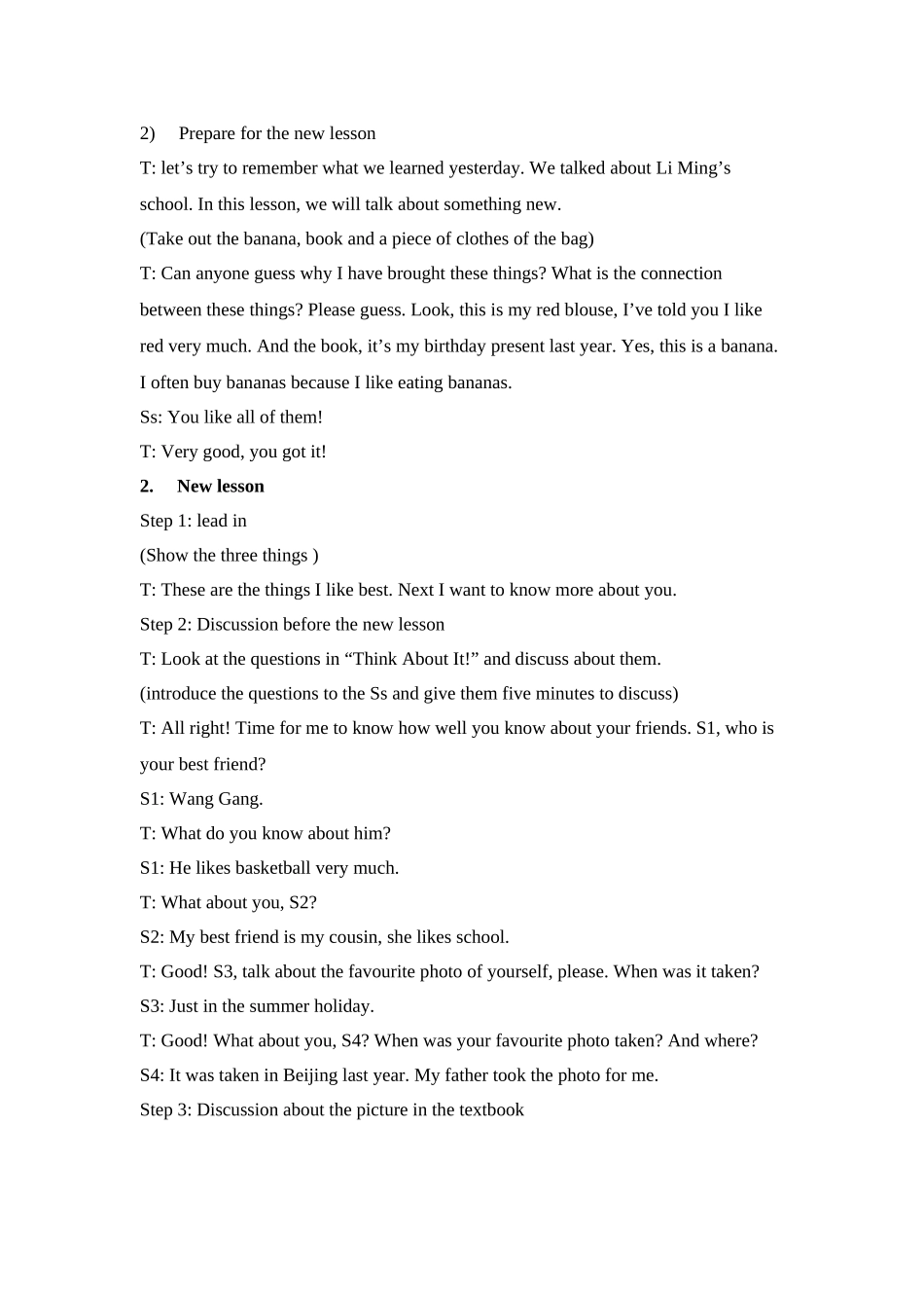 unit 1《me and my class》lesson 2 many faces, one picture教案（冀教版八年级上）doc--初中英语 _第2页