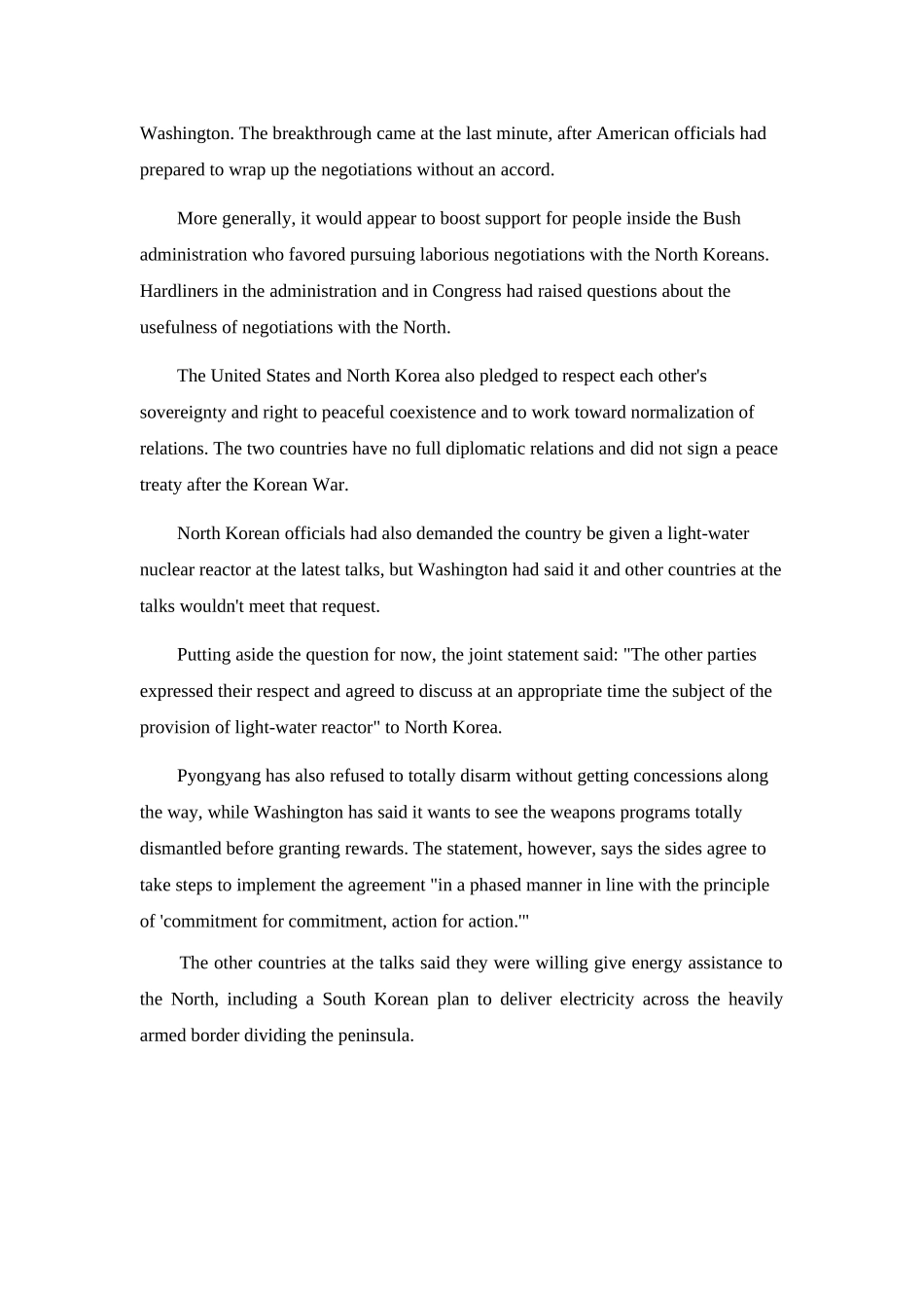 n. korea agrees to abandon nuclear weapon effortsdoc--初中英语 _第2页