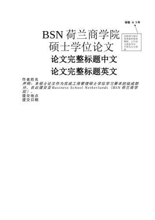BSN工商管理硕士（MBA）论文模板 