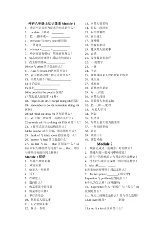 module 1《how to learn english》-module 2 知识体系（外研版八年级上）doc--初中英语 