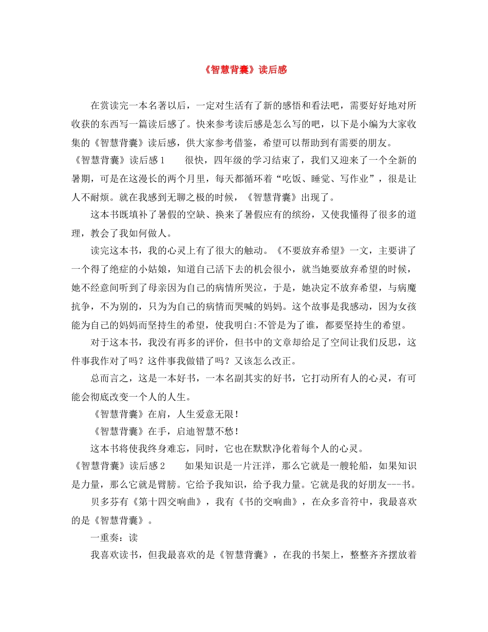 《智慧背囊》读后感 _第1页