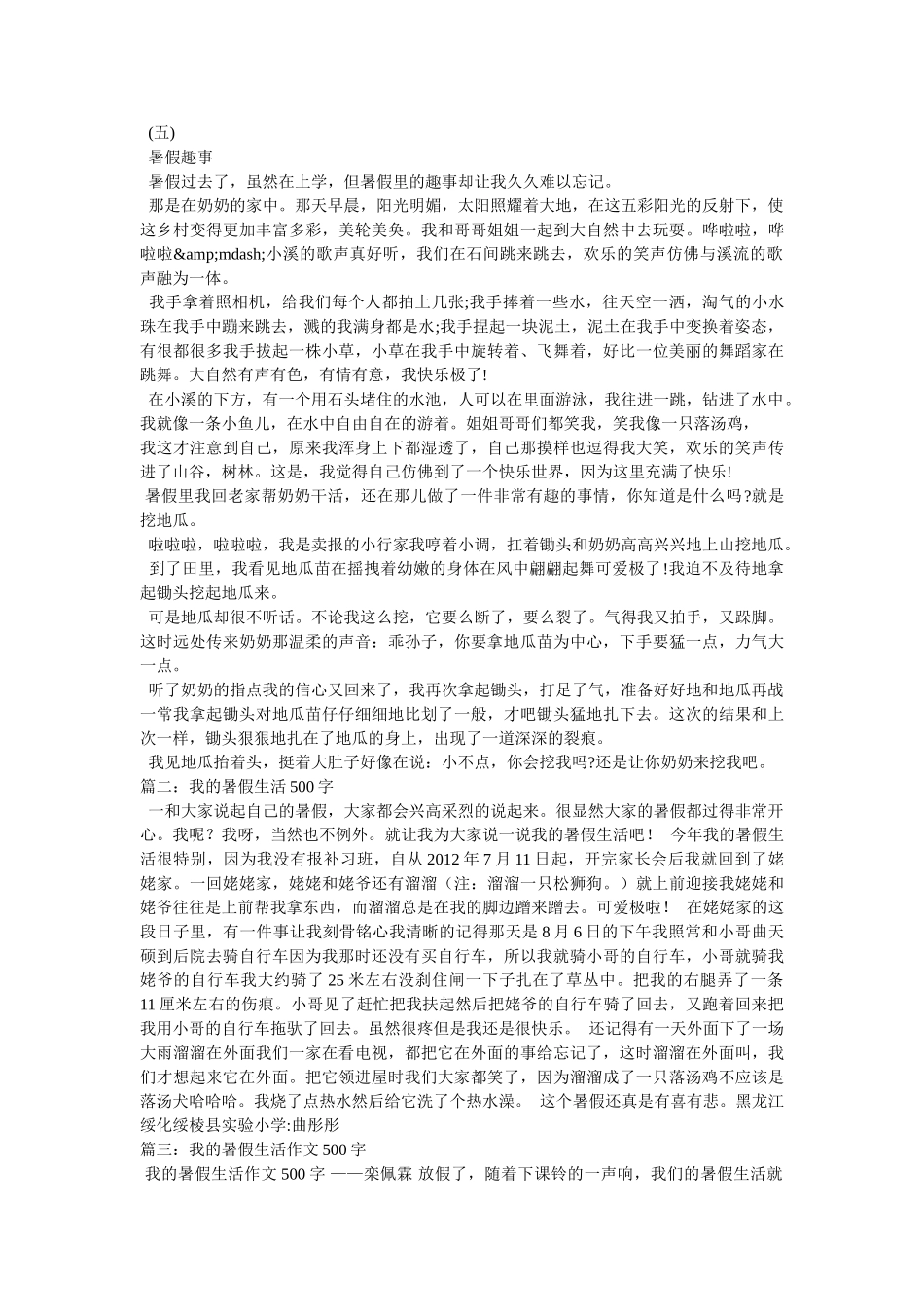 暑假趣事作文500字 _第3页