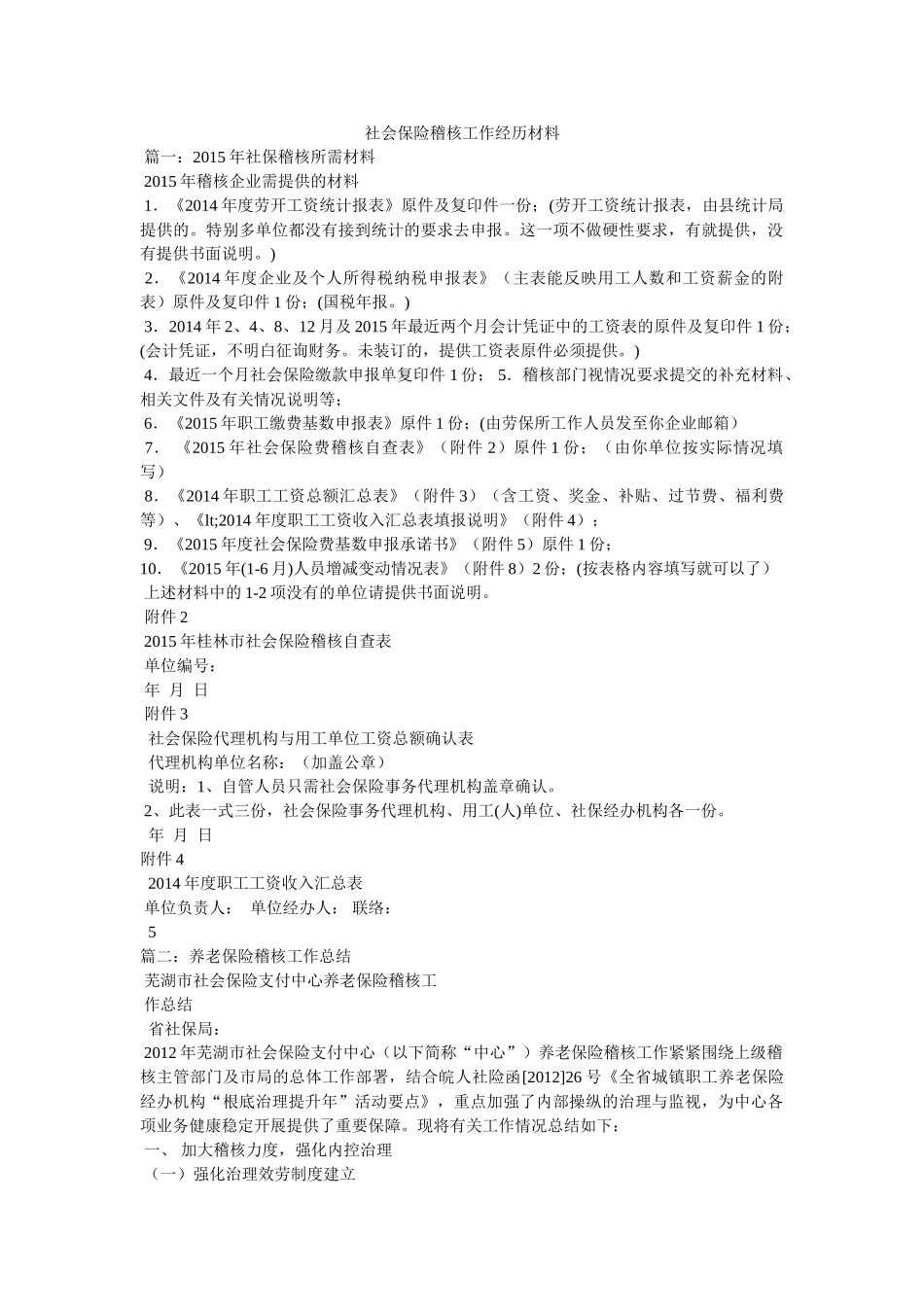 社会保险稽核工作经验材料 _第1页