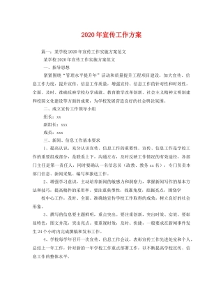 2020年宣传工作方案 