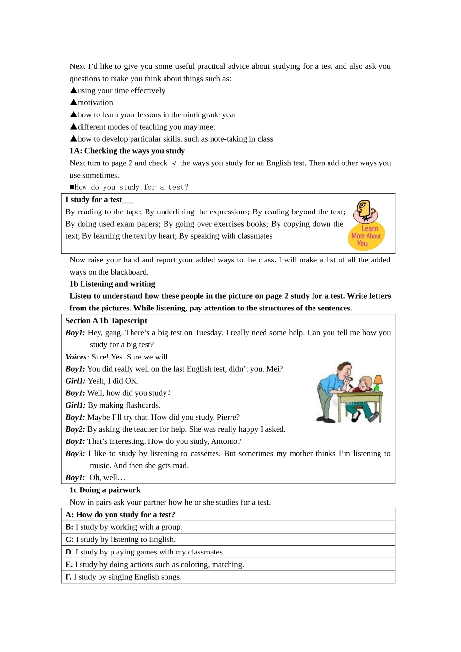 unit 1《how do you study for a test》section a教案（人教新目标九年级）doc--初中英语 _第2页