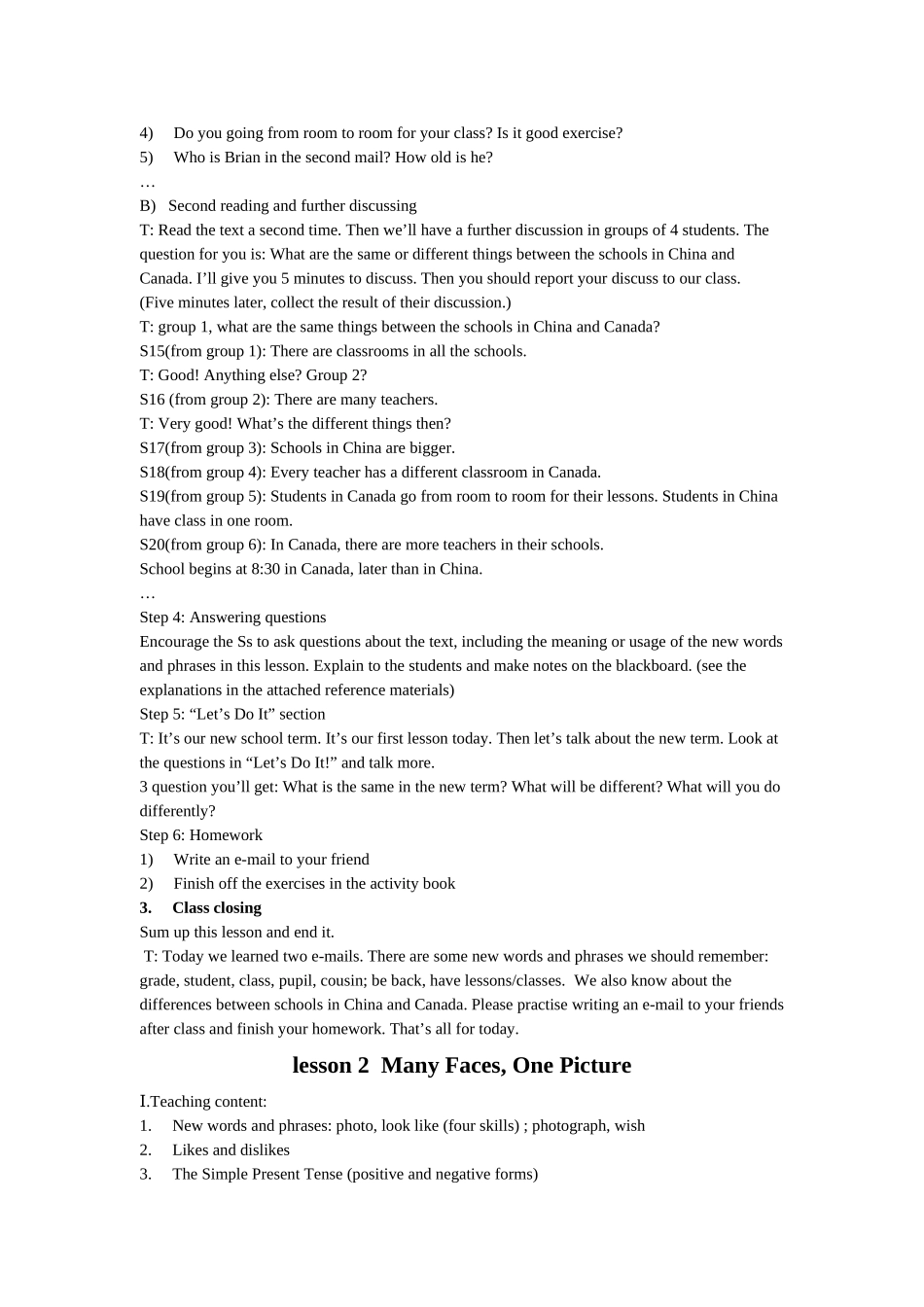 unit 1 me and my class 教案（冀教版八年级上） (4)doc--初中英语 _第3页