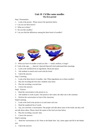 unit 10 i’d like some noodles教案8（鲁教版六年级下）doc--初中英语 