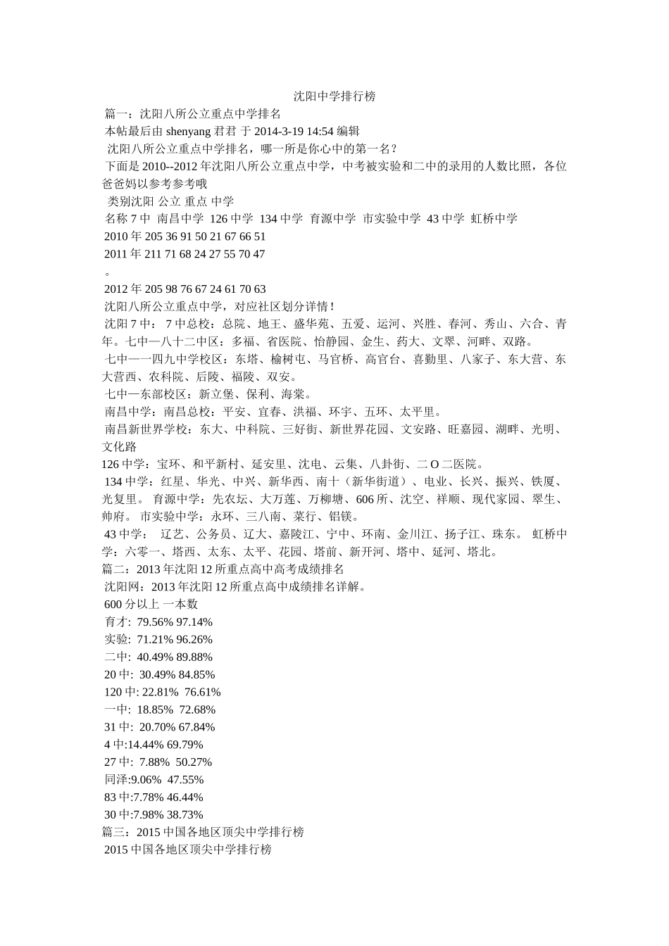沈阳排行榜参考 _第1页