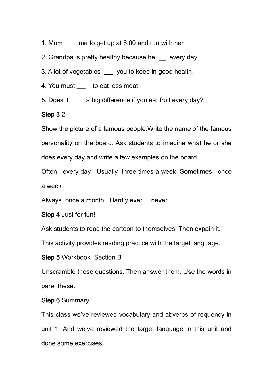 unit 1《how often do you exercise》period 6（人教新目标八年级）doc--初中英语 _第2页