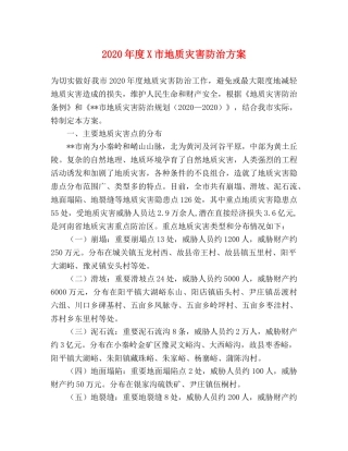 2020年度X市地质灾害防治方案 