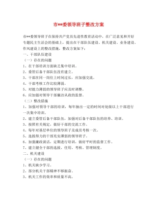 市--委领导班子整改方案 