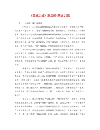 《英雄之城》观后感(精选2篇) 