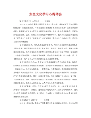 《安全管理文档》之安全文化学习心得体会 