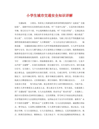 《安全常识-灾害防范》之小学生城市交通安全知识详解 
