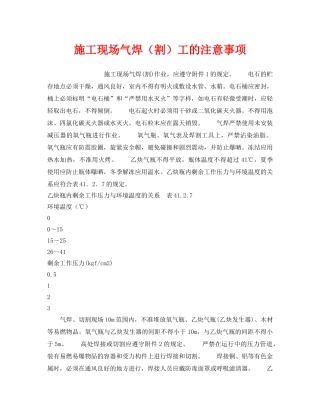 《安全操作规程》之施工现场气焊（割）工的注意事项 