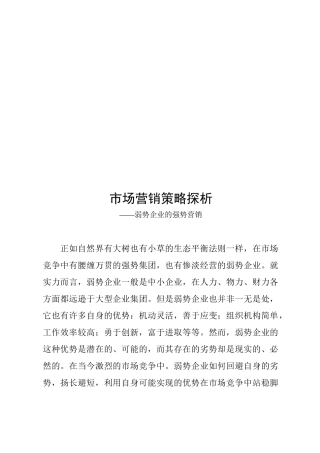 关于市场营销策略探析