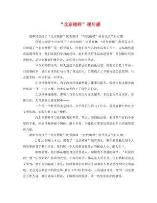 “北京榜样”观后感 