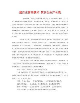 《安全管理》之建自主管理模式 筑安全生产长堤 