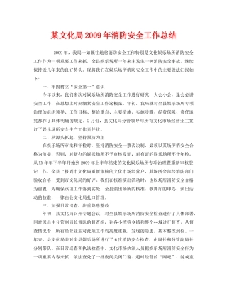 《安全管理文档》之某文化局2009年消防安全工作总结 