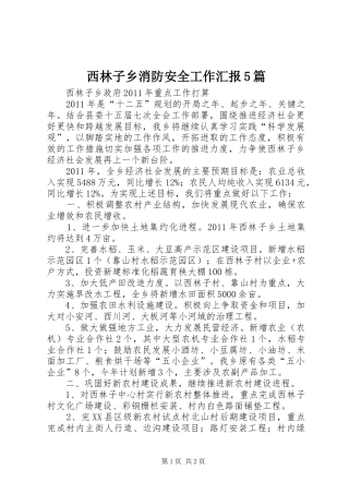西林子乡消防安全工作汇报5篇 
